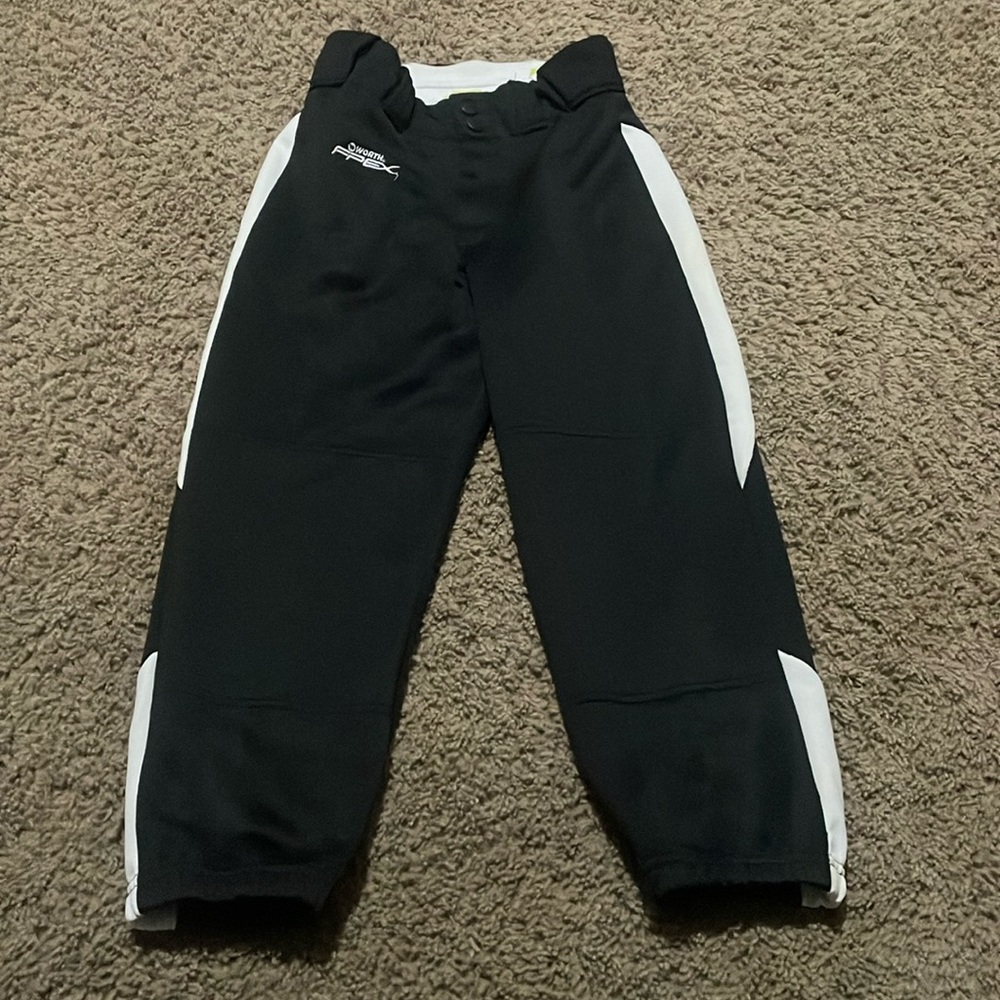 Girls Worth FPEX black with white trim softball pants. Sz Large